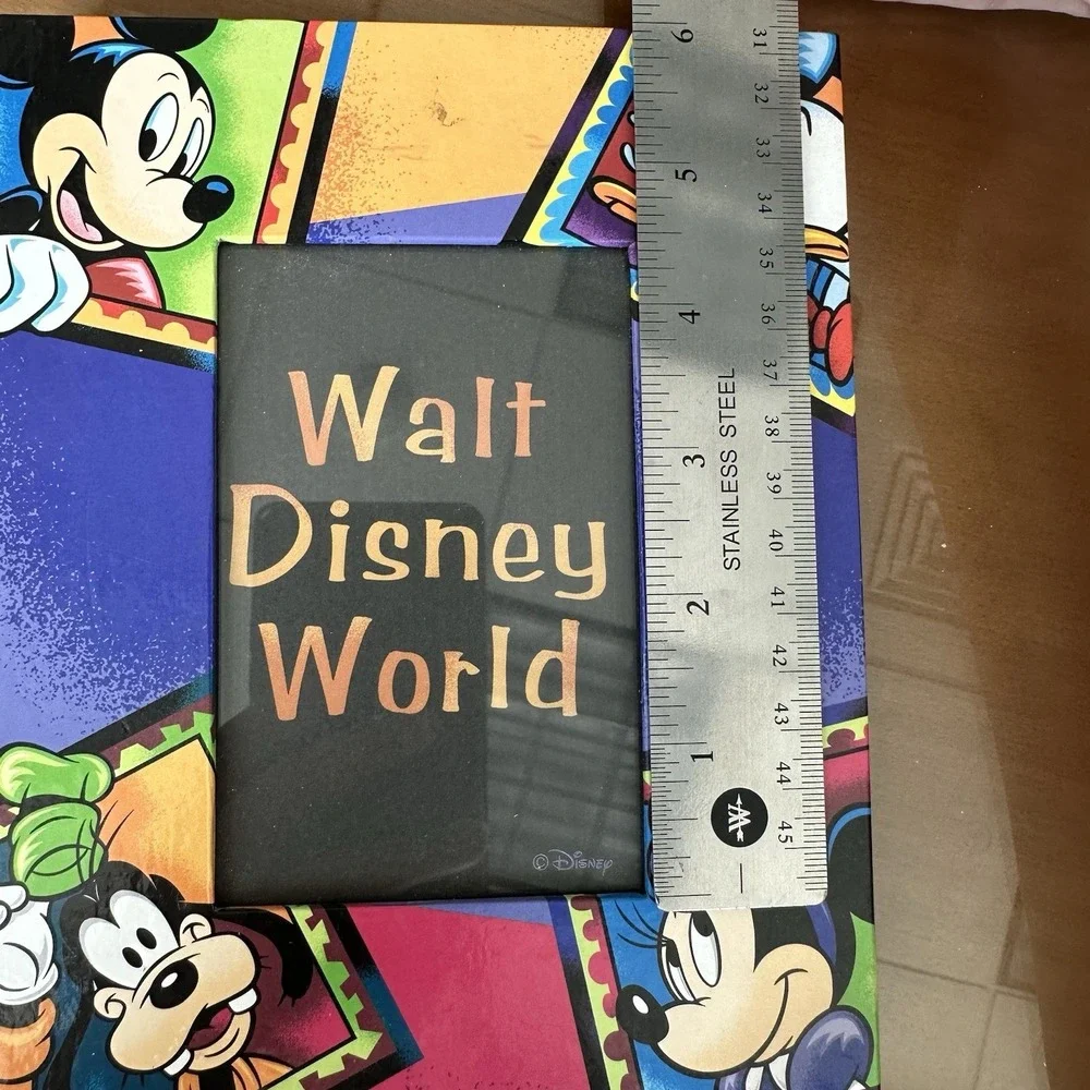 Disney Parks Picture Frame Mickey Minnie Goofy Donald Holds 3 x5 Photo